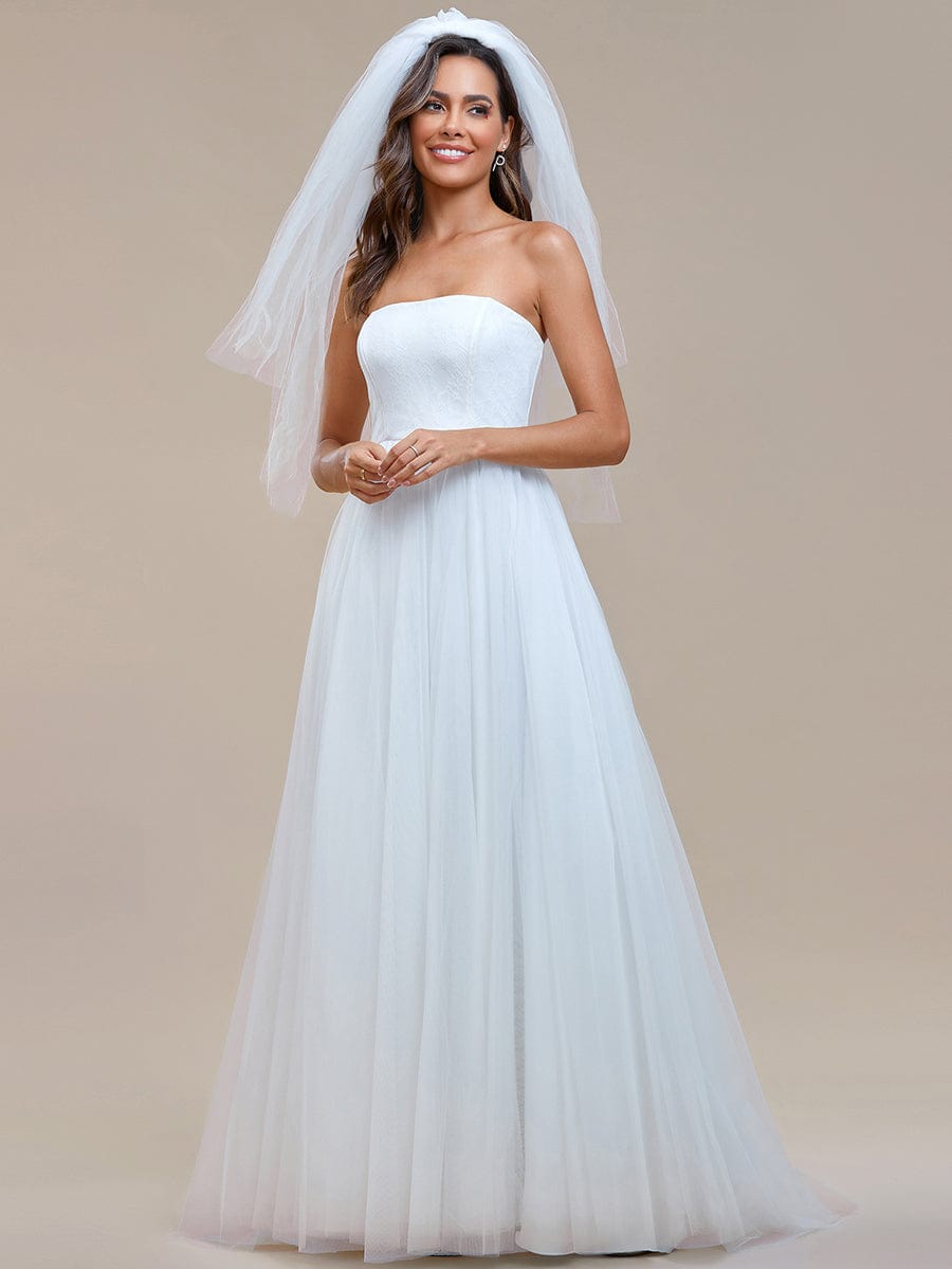 Graceful Strapless Sleeveless A-Line Wedding Dress