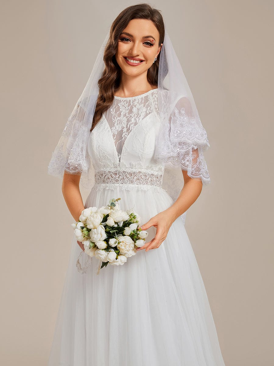 Romantic See-Through Lace Sleeveless A-Line Wedding Dress