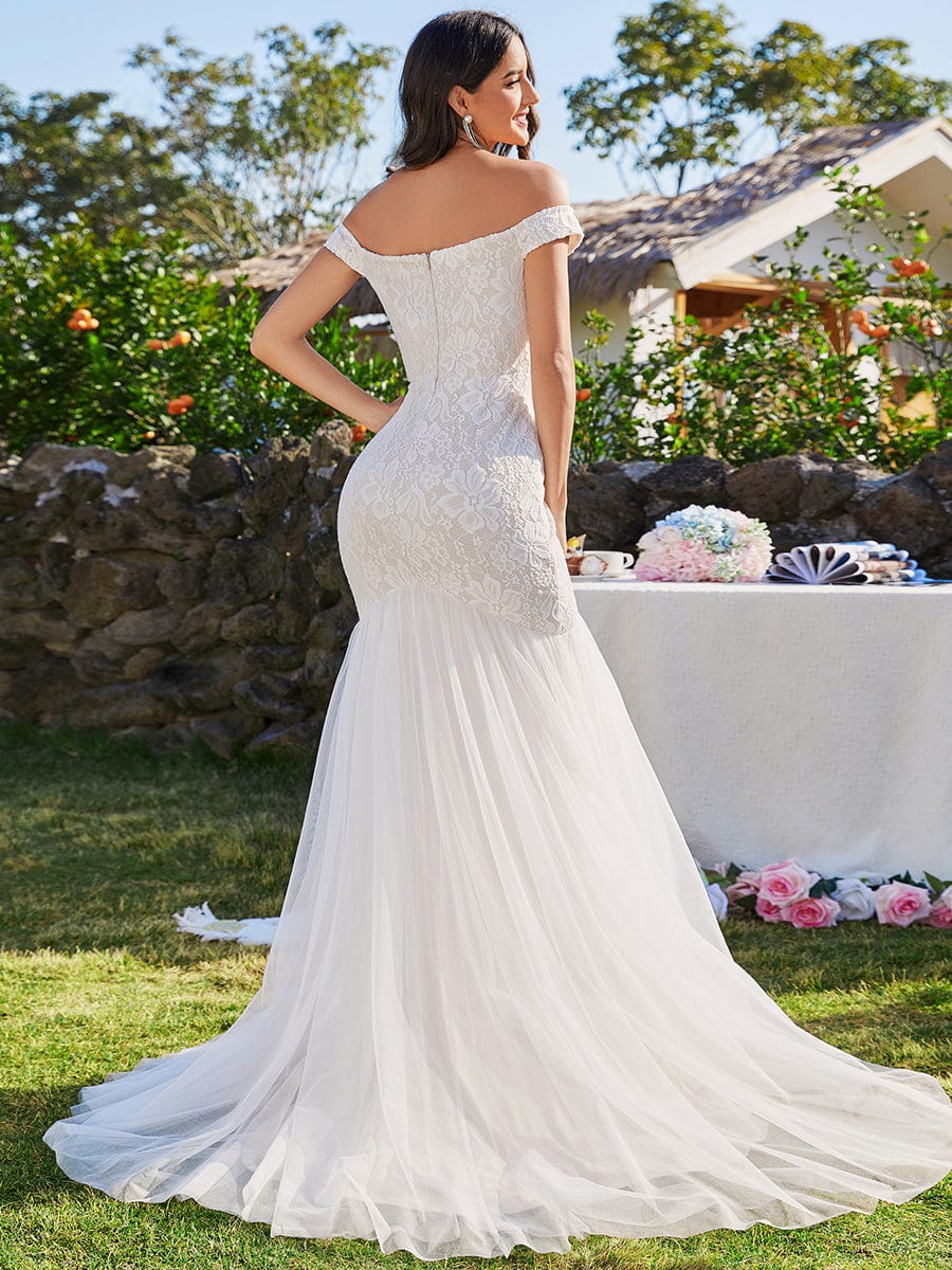 Off Shoulder Lace Mermaid Wedding Dress