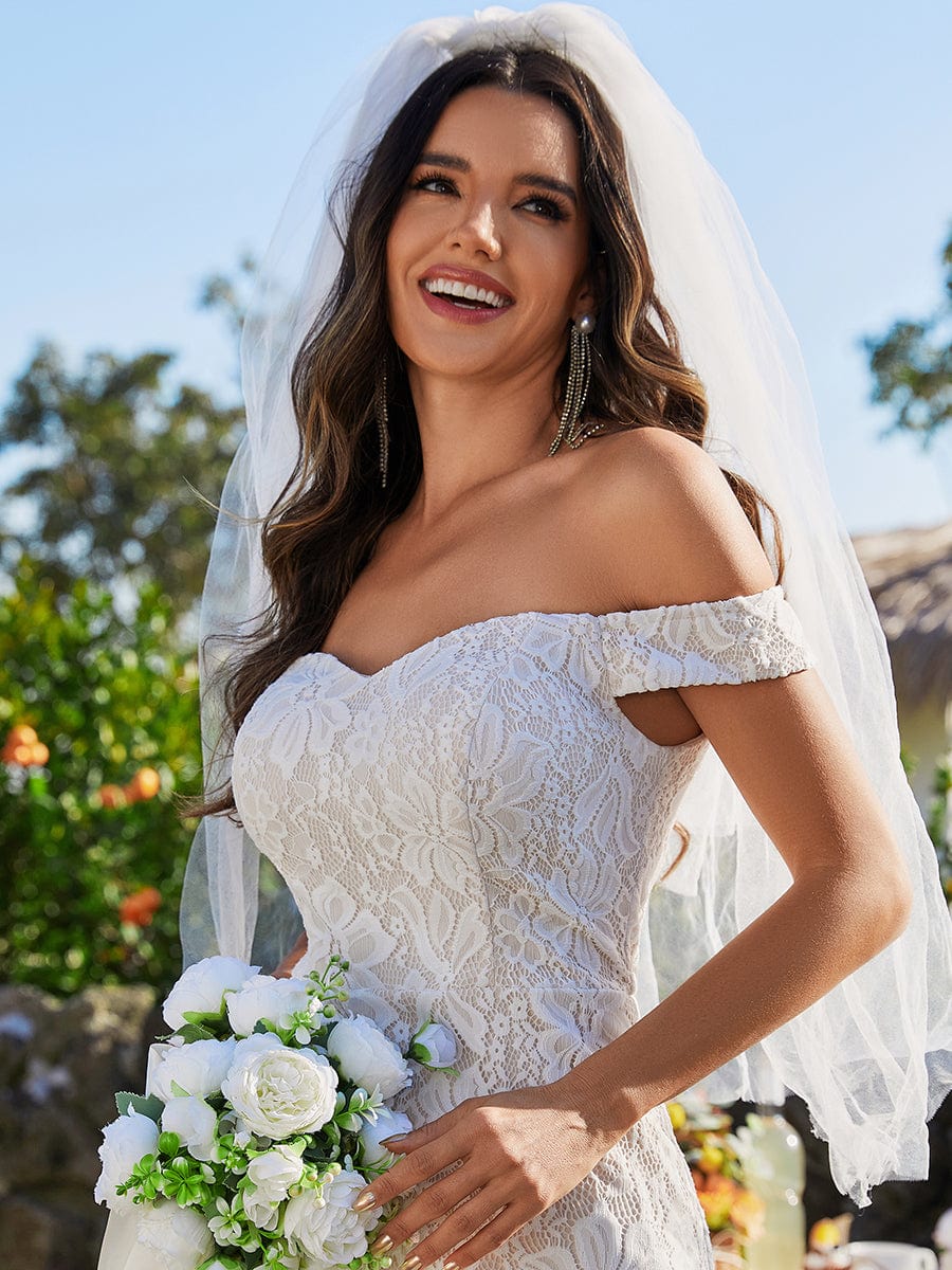 Off Shoulder Lace Mermaid Wedding Dress