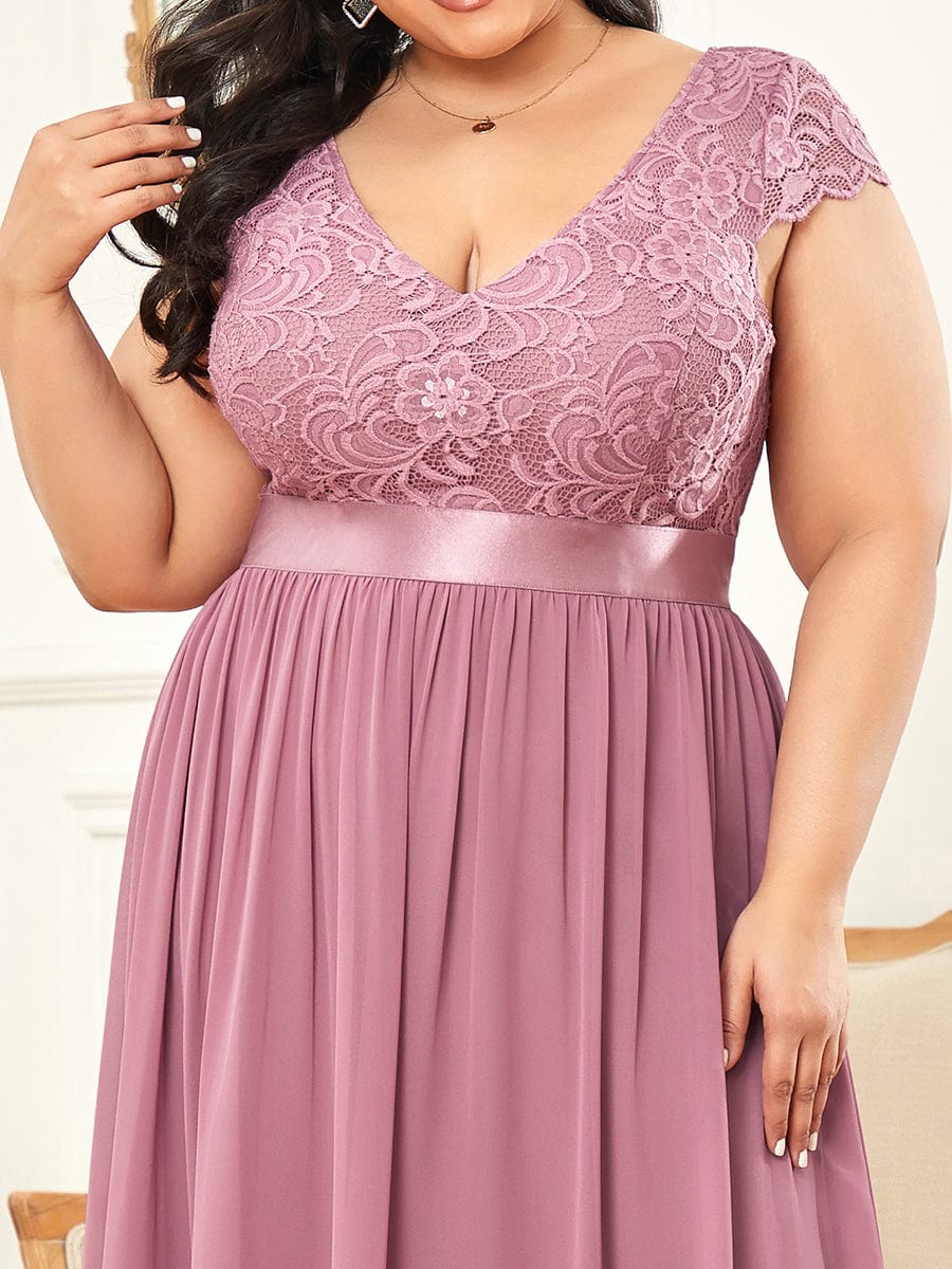 Color=Purple Orchid | Lace Short Sleeve Maxi Mother Of The Bride Dress-Purple Orchid 7