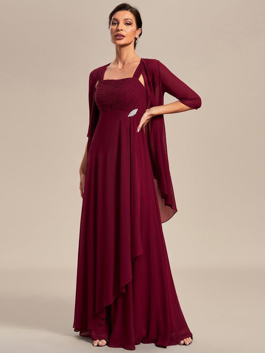 Two-Piece Square Neck Mother of the Bride Dress with Chiffon Top