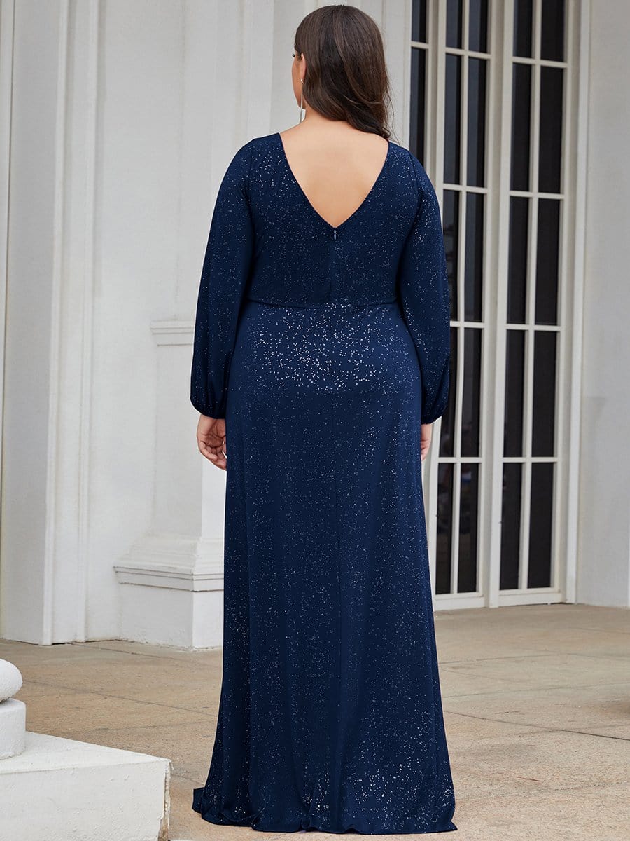 Split Sequin V Neck Maxi Mother Of the Bride dresses