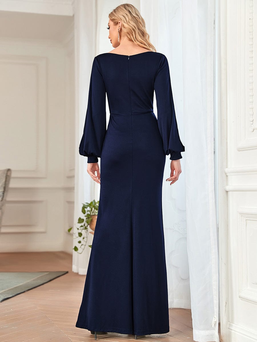 Navy blue long sleeve deals mother of the bride dress