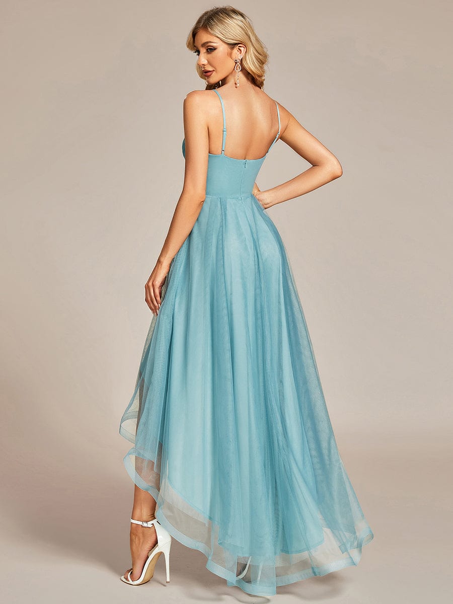 Chic and Stylish Sleeveless Prom Dress with High-Low Hemline