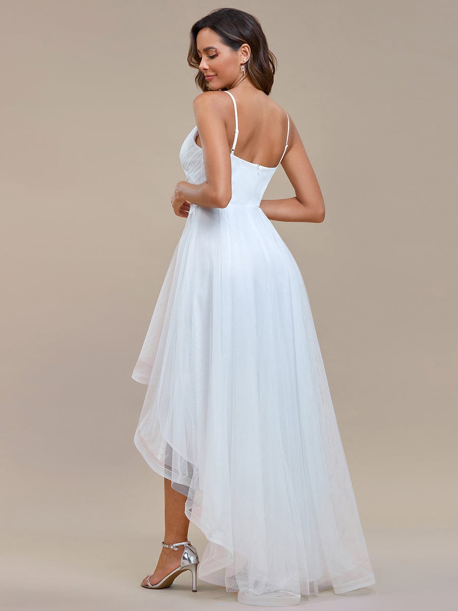 Chic and Stylish Sleeveless Prom Dress with High-Low Hemline