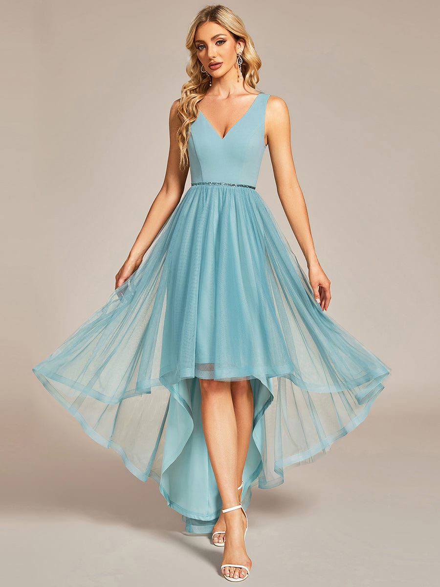 Sleeveless Tulle High Low Prom Dress