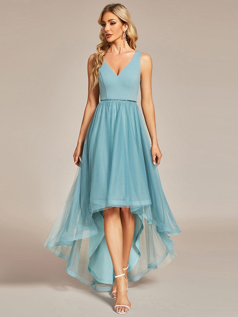 Sleeveless Tulle High Low Prom Dress