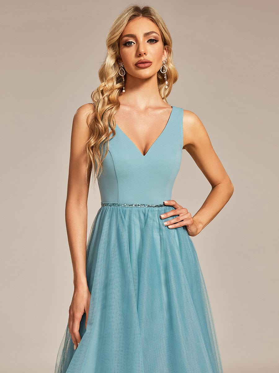 Sleeveless Tulle High Low Prom Dress