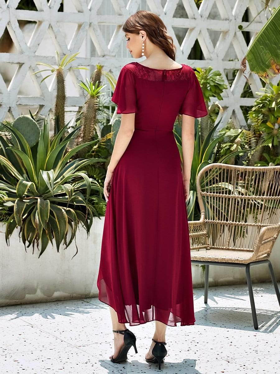 Women's Casual Boat Neck A-Line Midi Dress with Irregular Hem