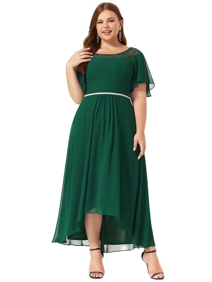 Women's Casual Boat Neck A-Line Midi Dress with Irregular Hem