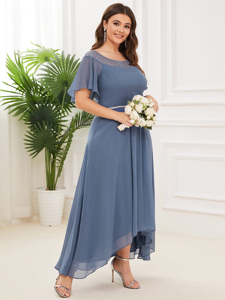 Plus Size A-Line Midi Dress With Asymmetric Hems