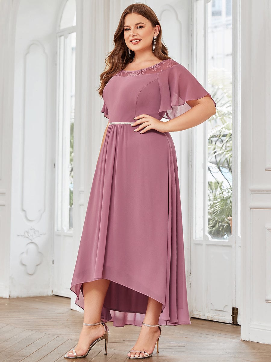 Plus Size A-Line Midi Dress With Asymmetric Hems