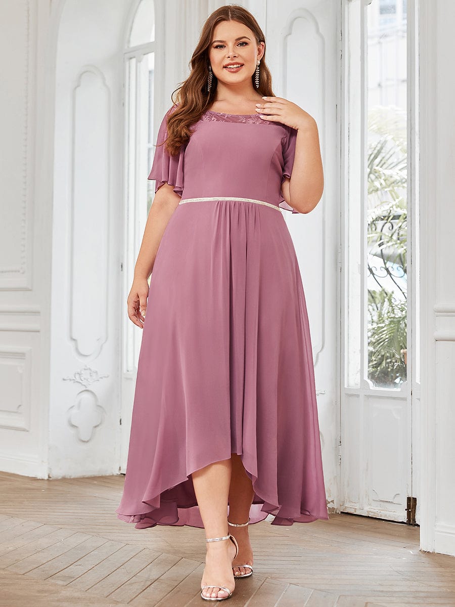 Plus Size A-Line Midi Dress With Asymmetric Hems