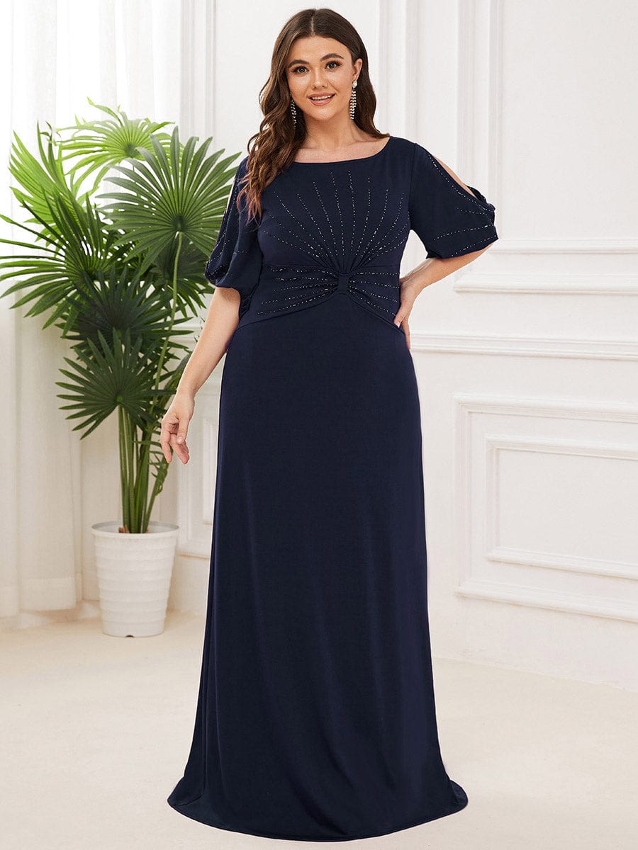 Simple Maxi Plus Size Mermaid Party Dresses For Women #color_Navy Blue