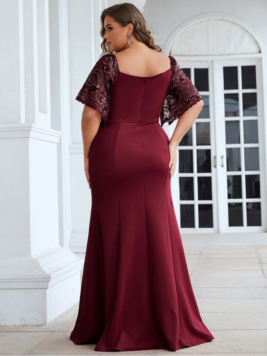 Custom Size Sexy Maxi V Neck Bodycon Party Dress with Flare Sleeves