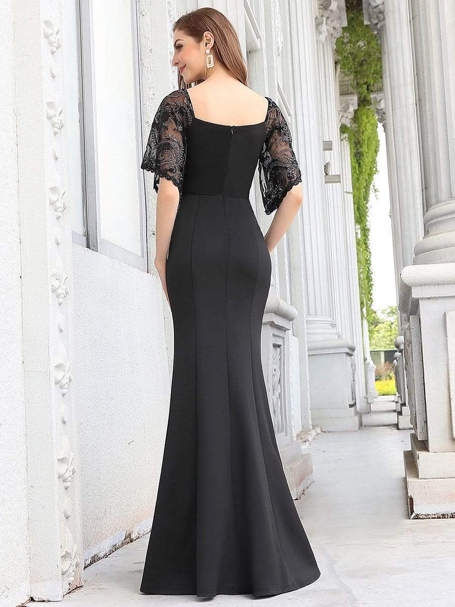 Custom Size Sexy Maxi V Neck Bodycon Party Dress with Flare Sleeves