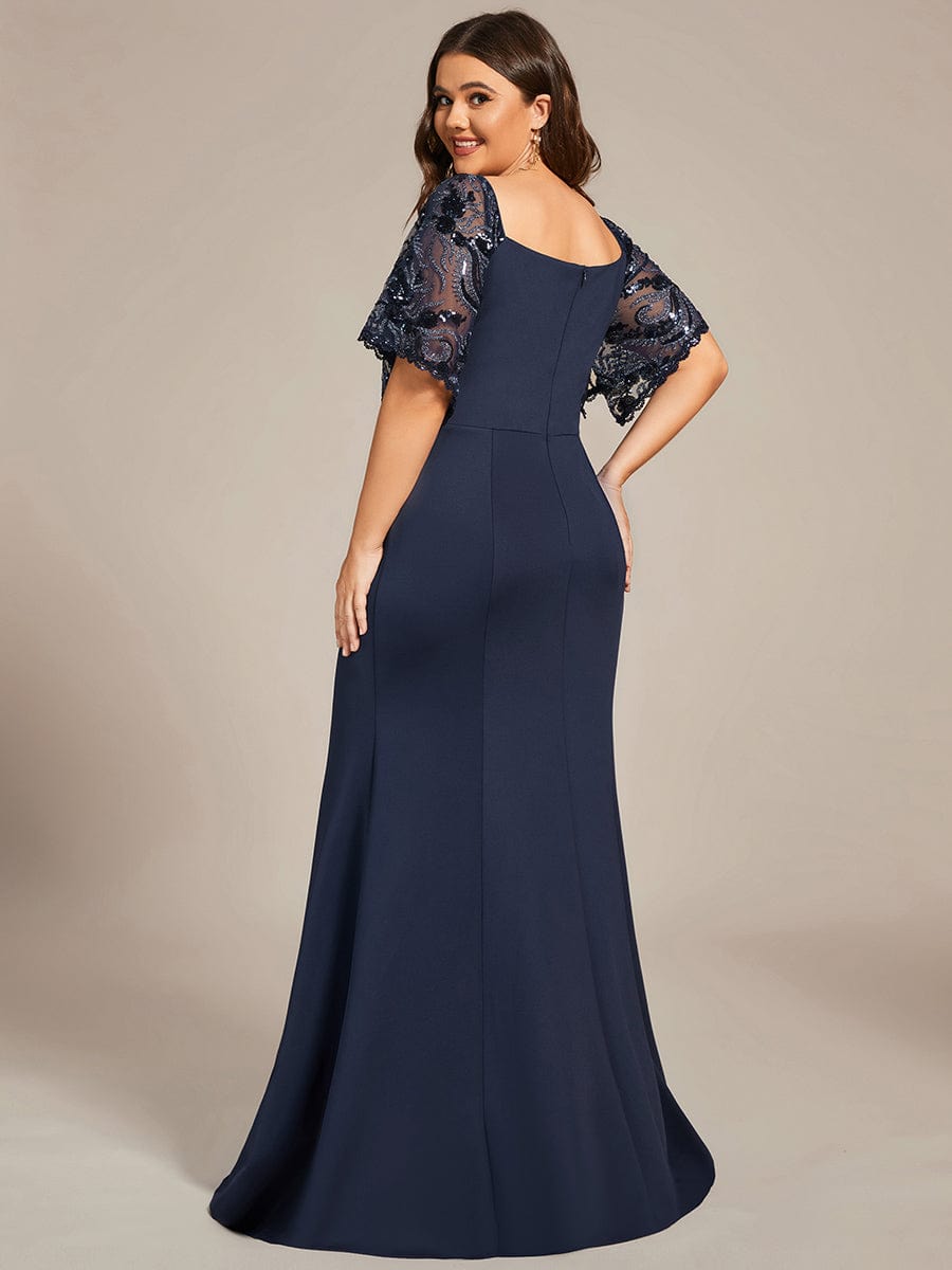 Custom Size Sexy Maxi V Neck Bodycon Party Dress with Flare Sleeves