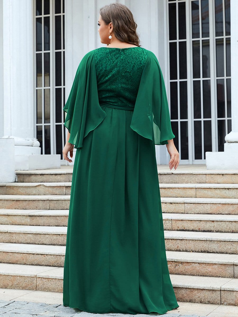 Elegant Deep V Neck Chiffon Maxi Evening Dress