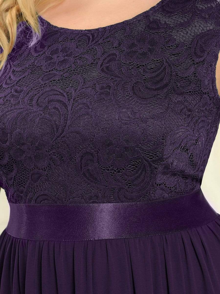 Round Neck Lace Bodice Bridesmaid Dress