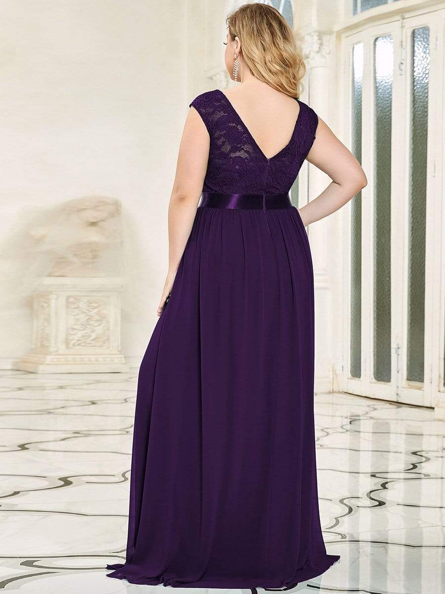 Round Neck Lace Bodice Bridesmaid Dress