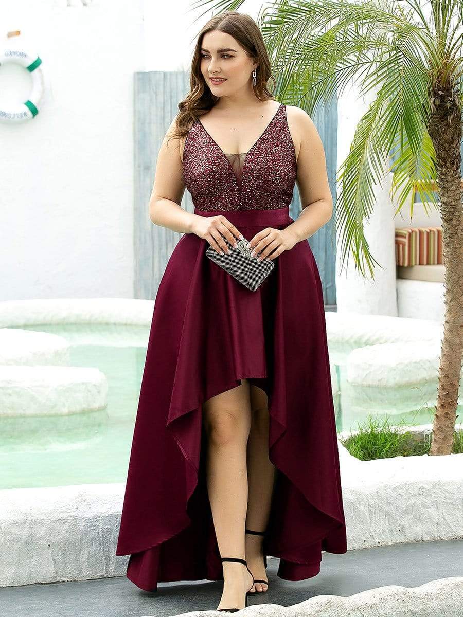 Sparkly Plus Size Prom Dresses for Women with Irregular Hem