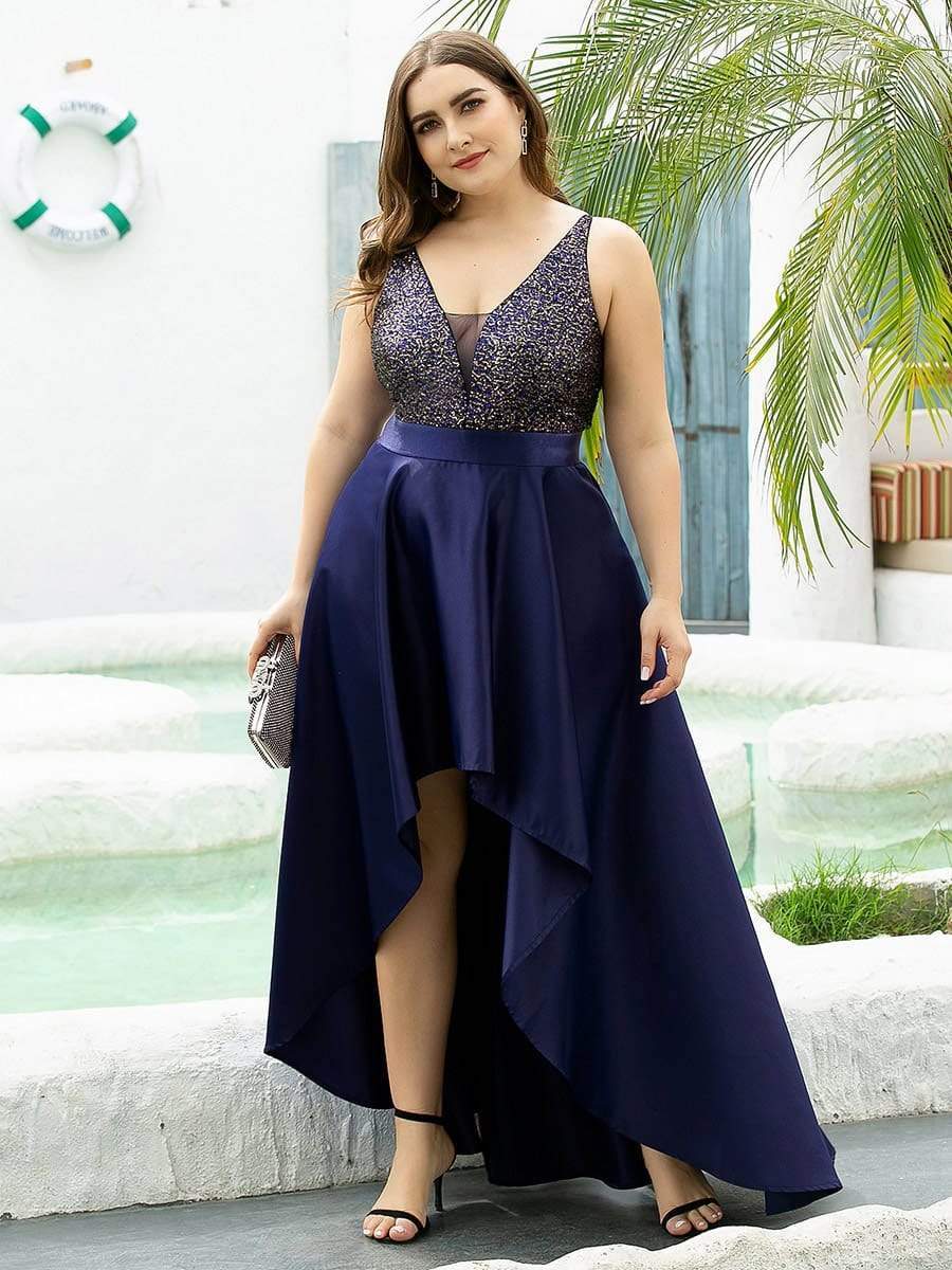 Sparkly Plus Size Prom Dresses for Women with Irregular Hem