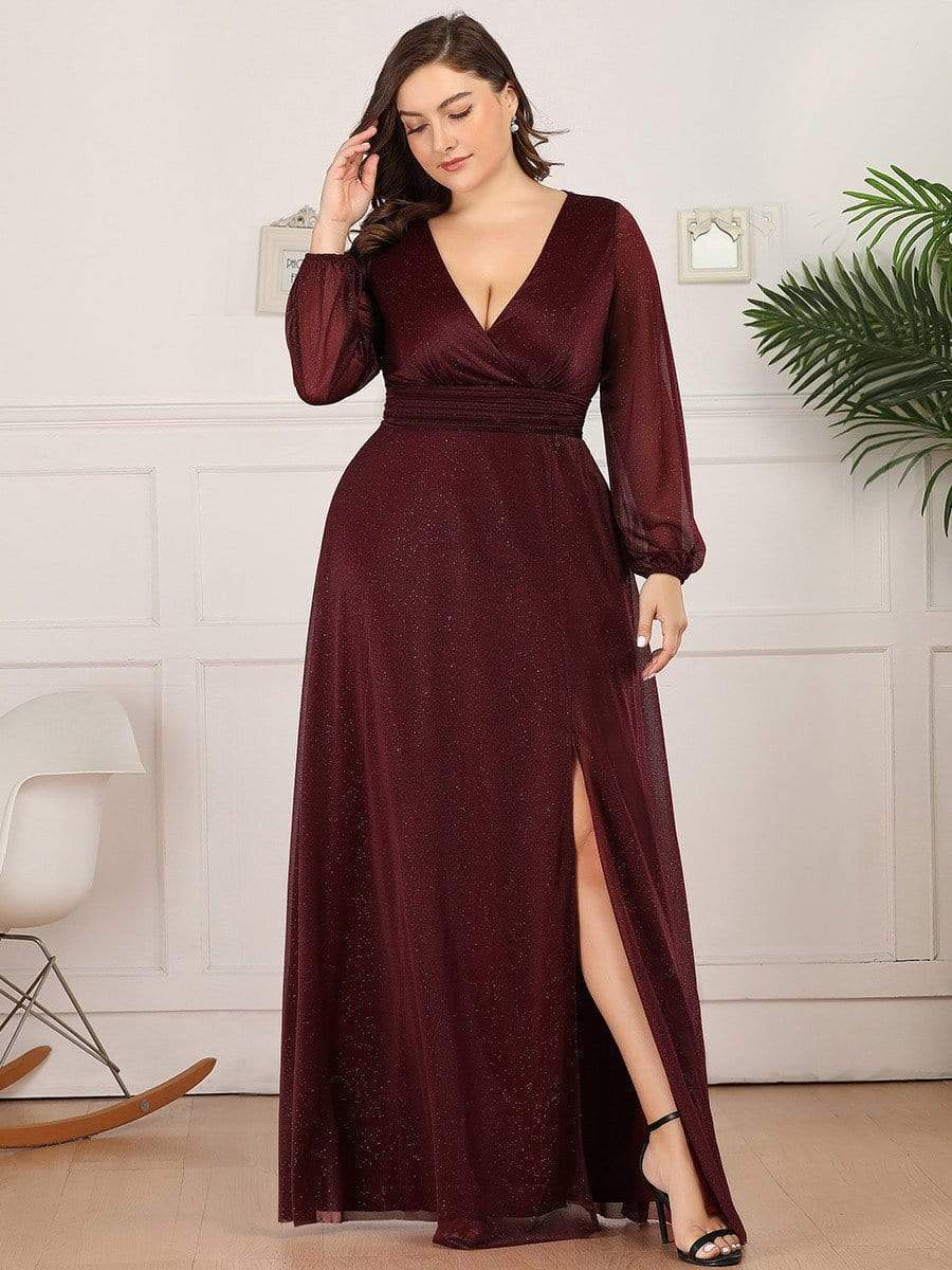 Stunning V-Neck Long Sleeve Wedding Guest Dresses