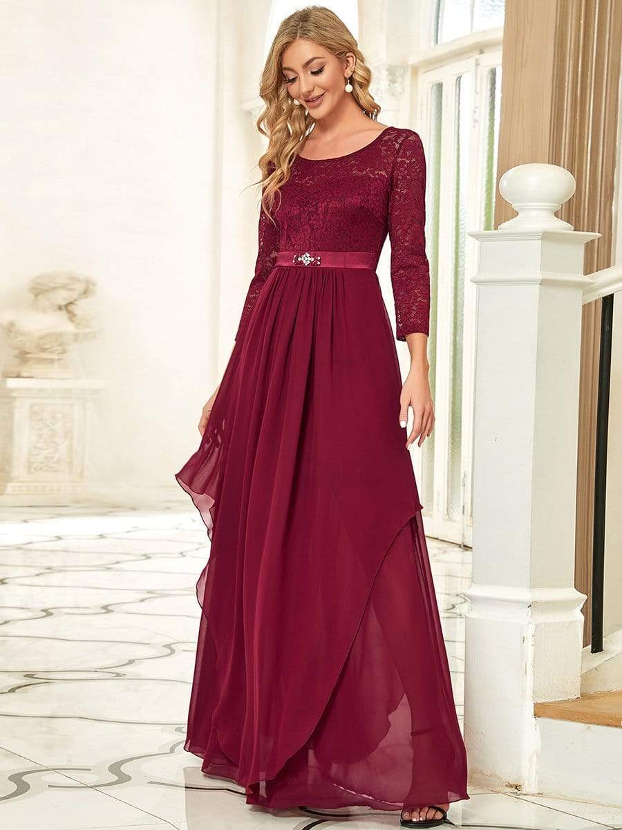 Lace 3/4 Sleeve Floor Length Mother of the Bride Dresses