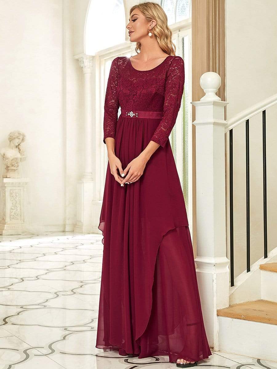 Lace 3/4 Sleeve Floor Length Mother of the Bride Dresses