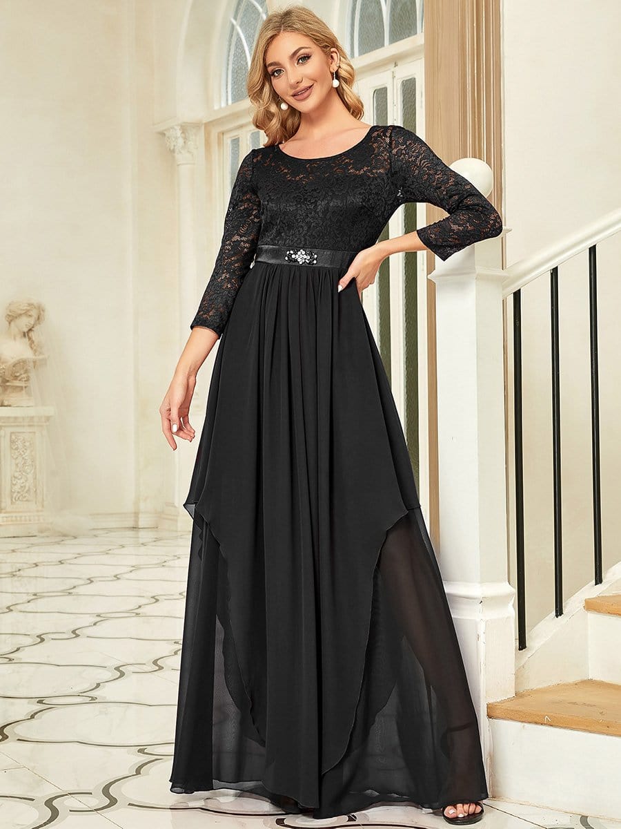 Lace 3/4 Sleeve Floor Length Mother of the Bride Dresses