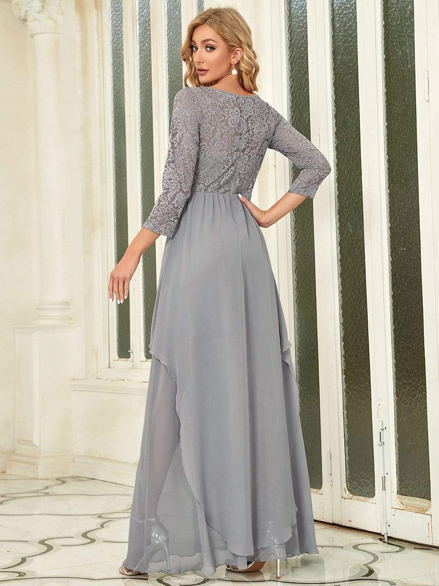 Elegant 3/4 Sleeve Floor Length Lace Evening Wedding Guest Dresses