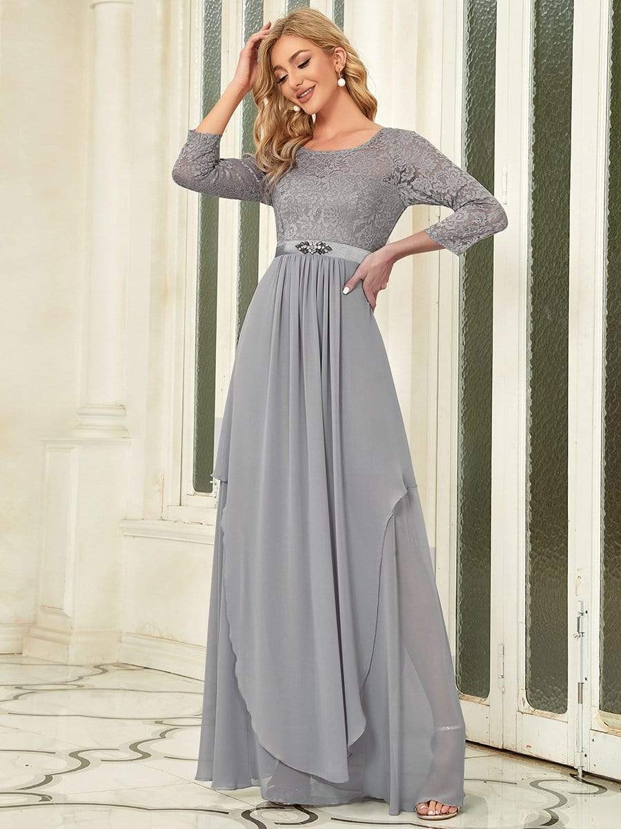 Lace 3/4 Sleeve Floor Length Mother of the Bride Dresses