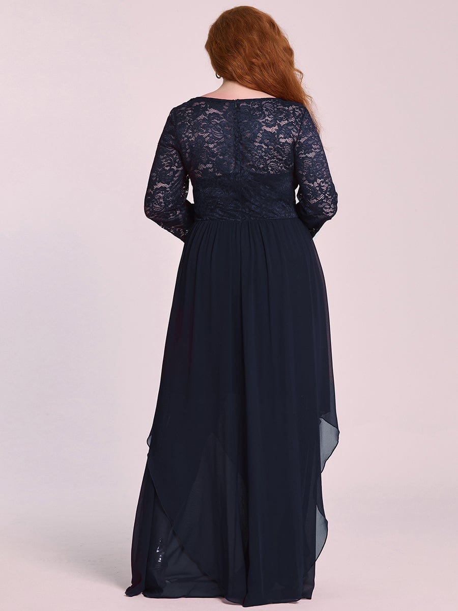 Elegant 3/4 Sleeve Floor Length Lace Evening Wedding Guest Dresses