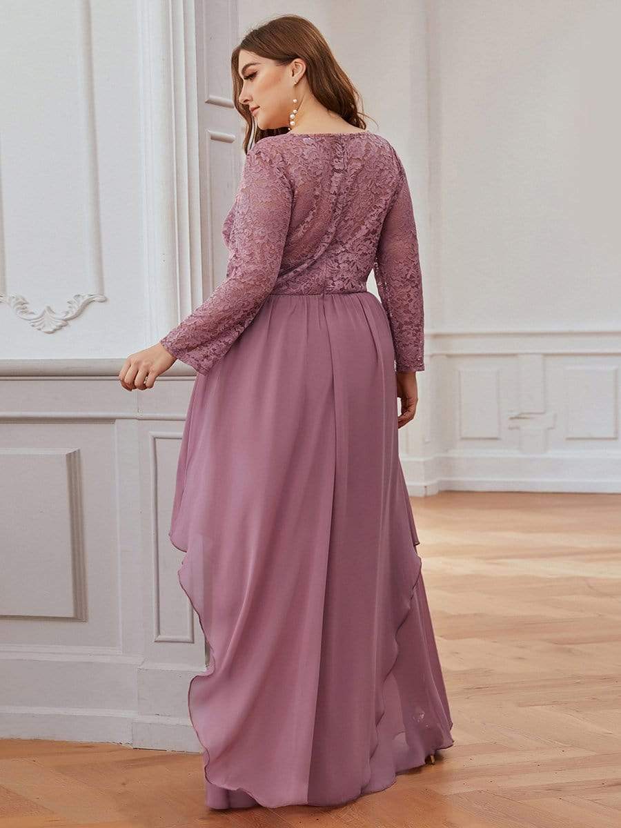 Elegant 3/4 Sleeve Floor Length Lace Evening Wedding Guest Dresses