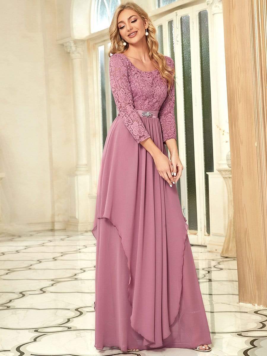 Lace 3/4 Sleeve Floor Length Mother of the Bride Dresses