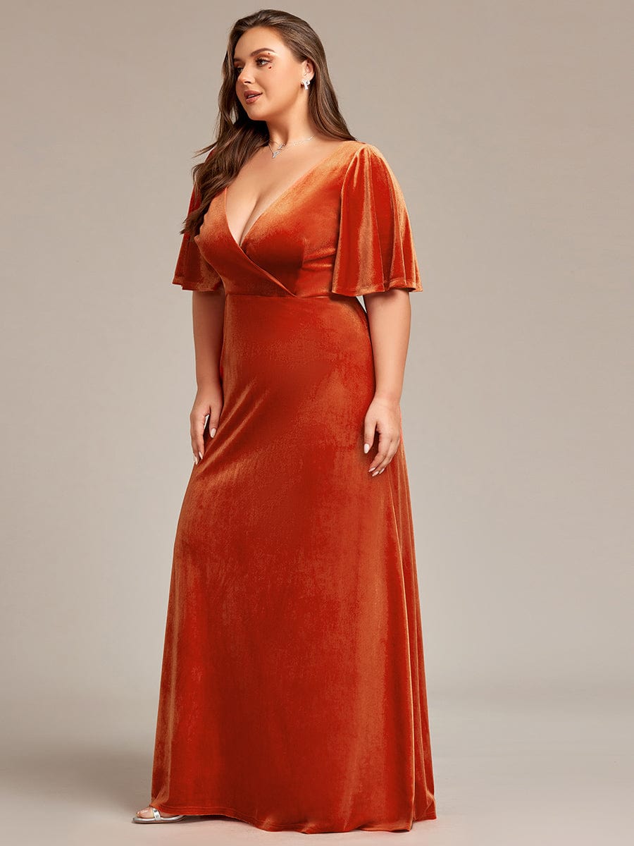 Elegant Double V Neck Velvet Bridesmaid Dress for Women