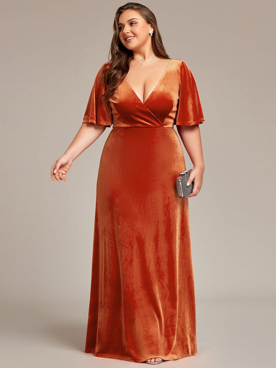 Vintage Plus Size Floor Length Velvet Evening Dress