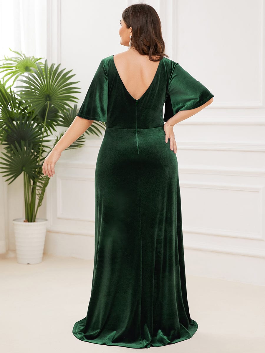 Vintage Plus Size Floor Length Velvet Evening Dress