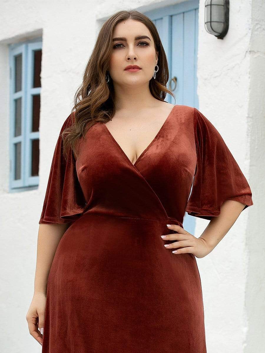 Vintage Plus Size Floor Length Velvet Evening Dress