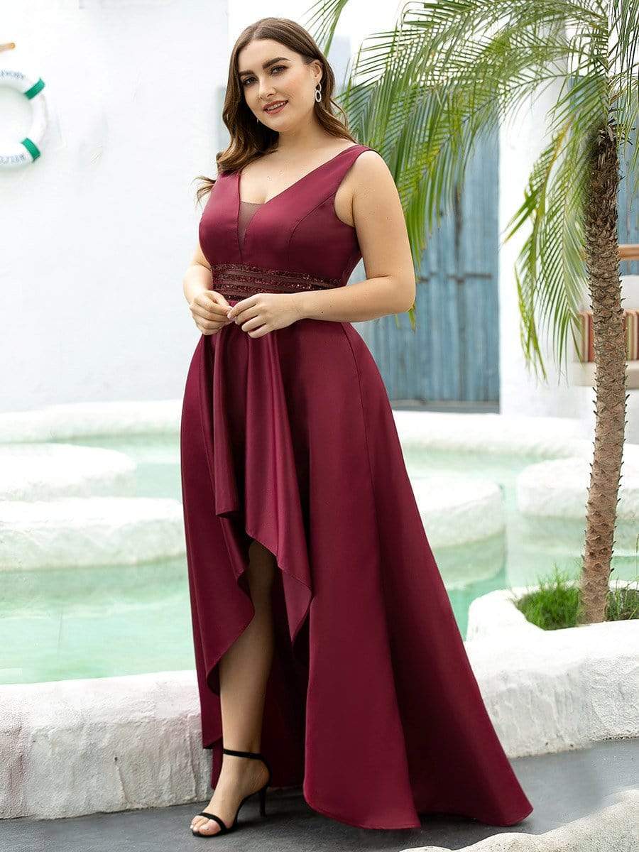 Women's V-Neck Asymmetric High Low Cocktail Party Dresses