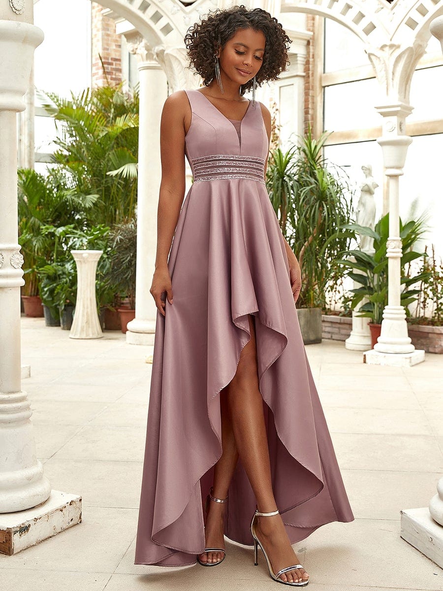 Women's V-Neck Asymmetric High Low Cocktail Party Dresses