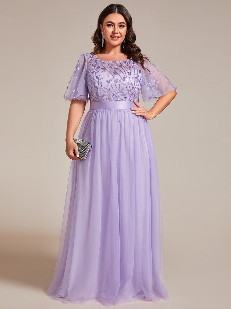 Women's A-Line Short Sleeve Embroidery Floor Length Wedding Guest Dresses