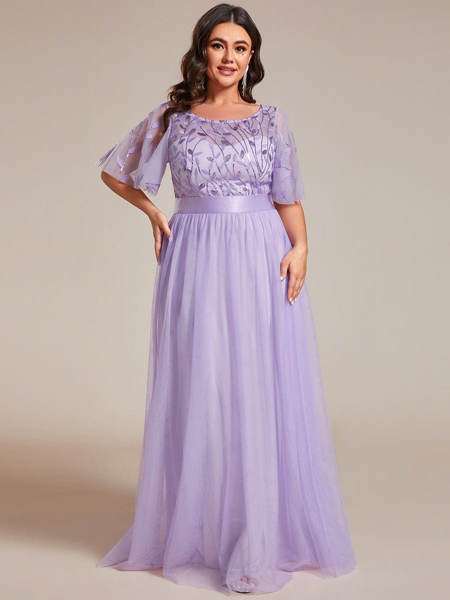 Women's A-Line Short Sleeve Embroidery Floor Length Wedding Guest Dresses