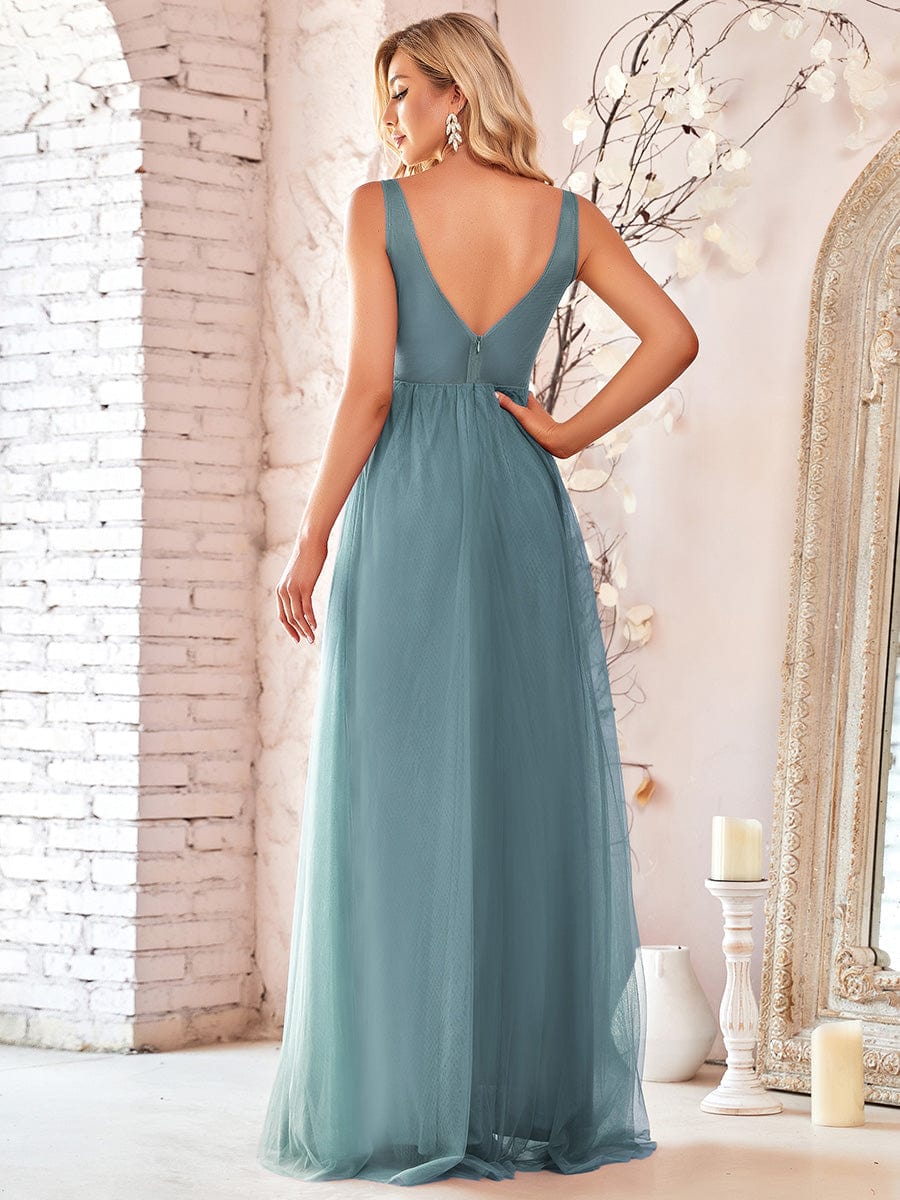 Women's A-Line V-Neck Floral Lace Appliques Bridesmaid Dress