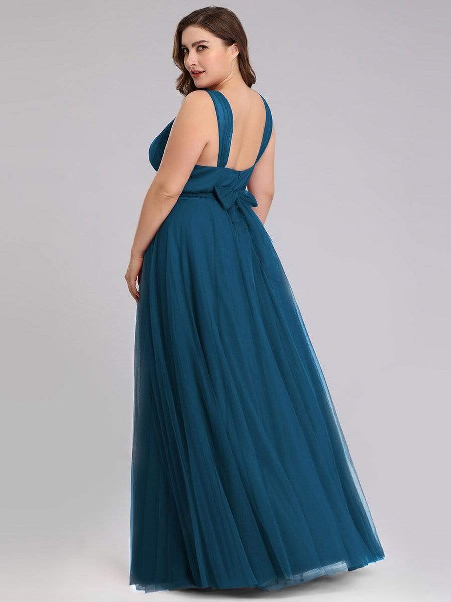 Elegant Double V-Neck Tulle Floor-Length Bridesmaid Dresses