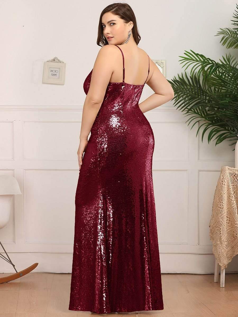 Sexy Spaghetti Straps Fishtail Sequin Evening Gowns for Women