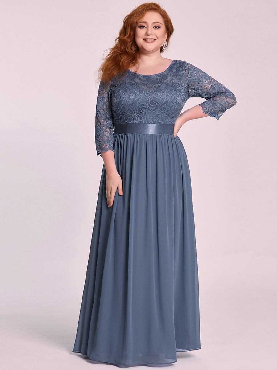 See-Through Floor Length Lace Bridesmaid Dress with Half Sleeve