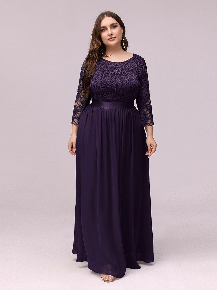 See-Through Floor Length Lace Bridesmaid Dress with Half Sleeve