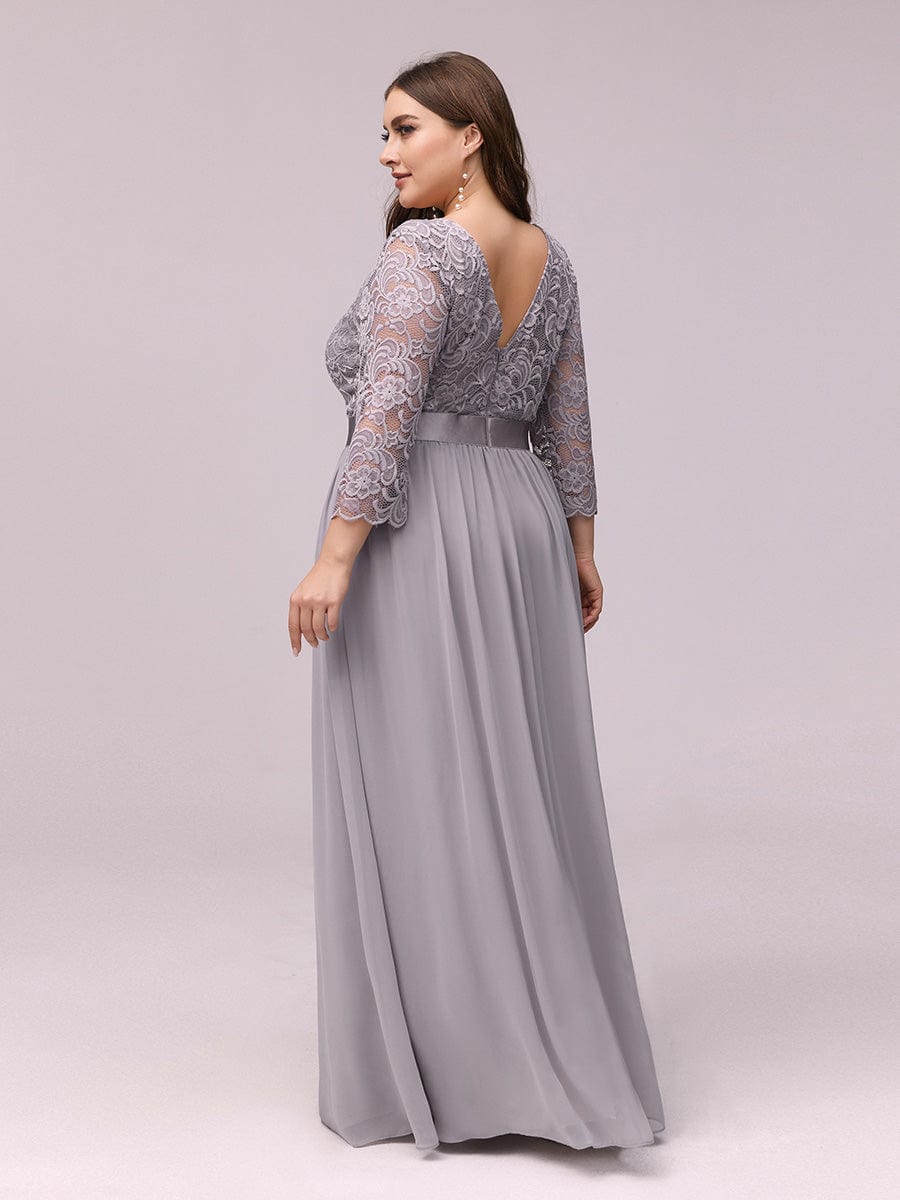 Elegant Round Neck A Line See-Through Lace Bridesmaid Dress